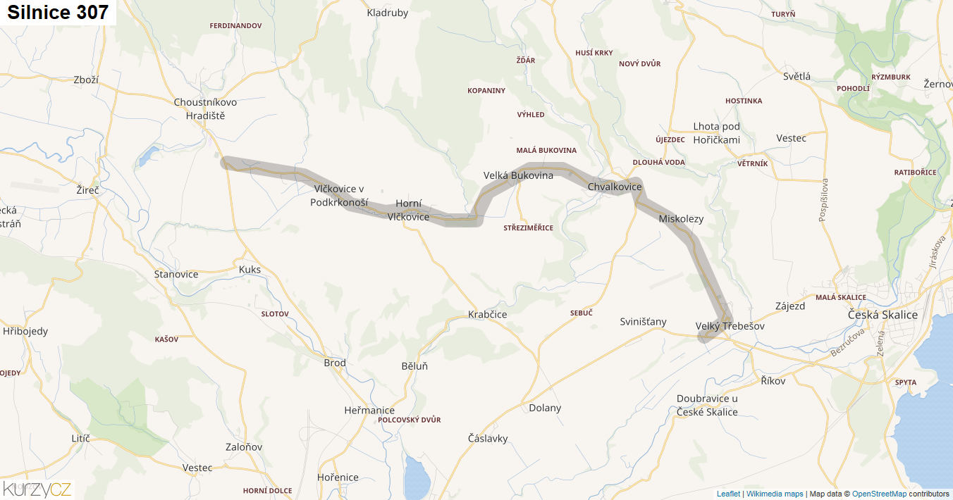 Silnice 307 - mapa Silnice 307