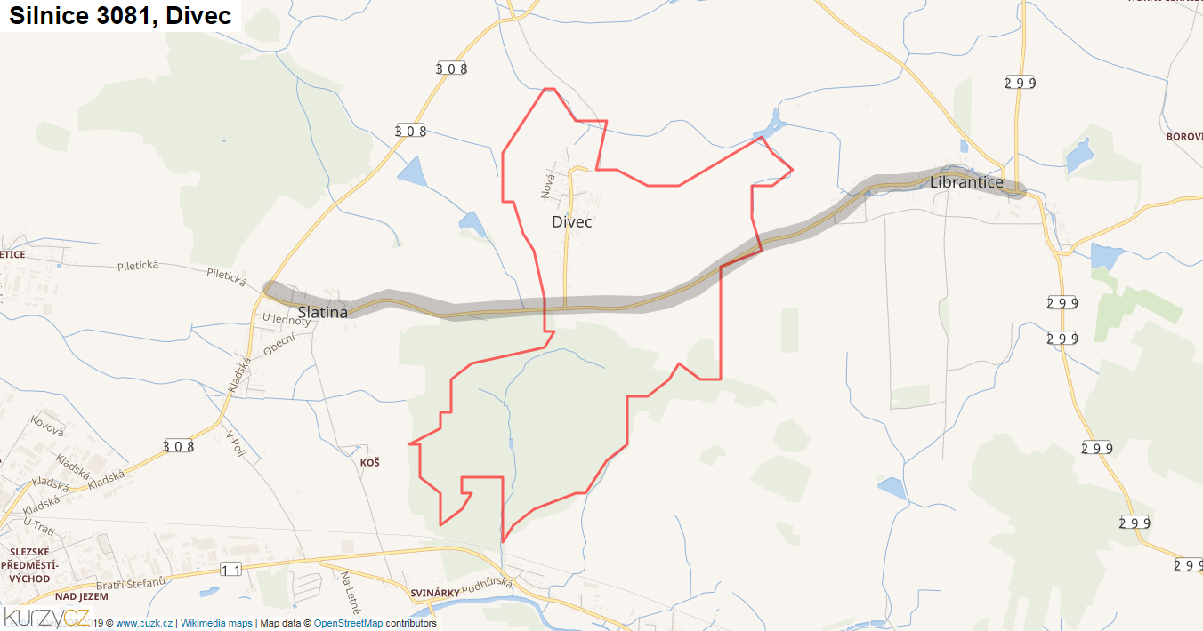 Divec, Silnice 3081 - Mapa
