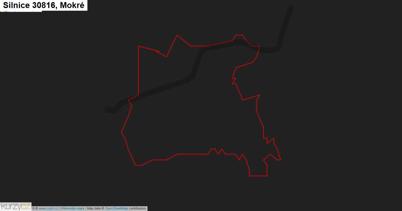 Mokré, Silnice 30816 - Mapa