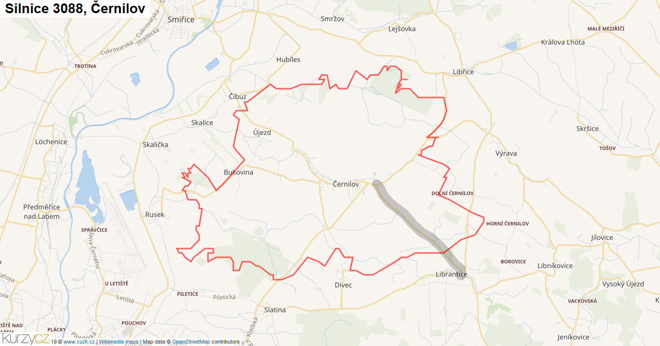 Černilov, Silnice 3088 - Mapa