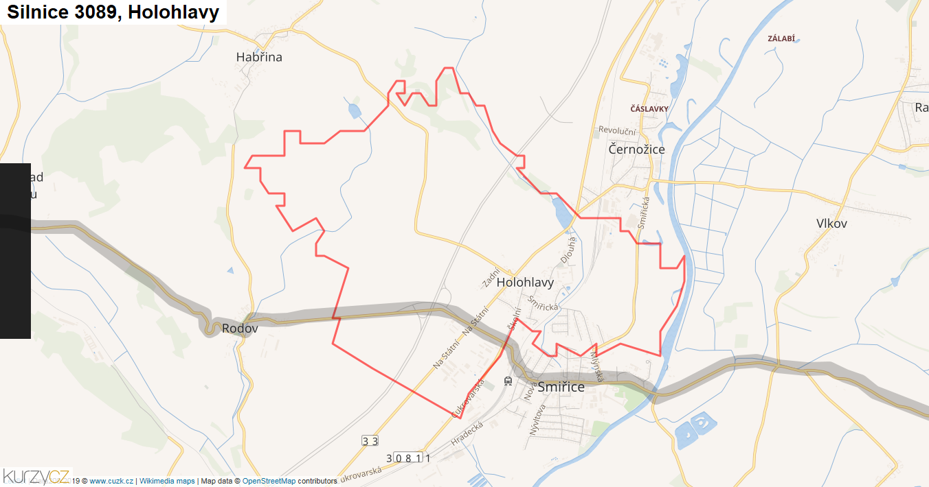 Holohlavy, Silnice 3089 - Mapa