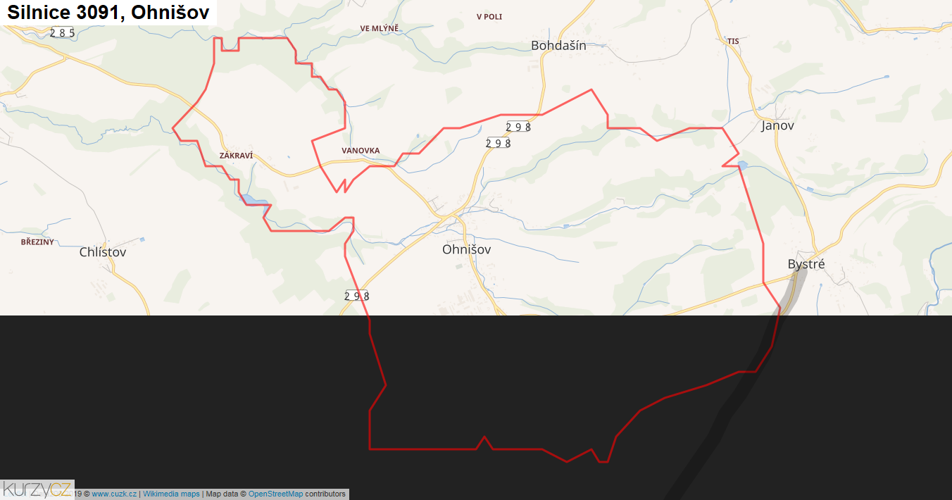Ohnišov, Silnice 3091 - Mapa