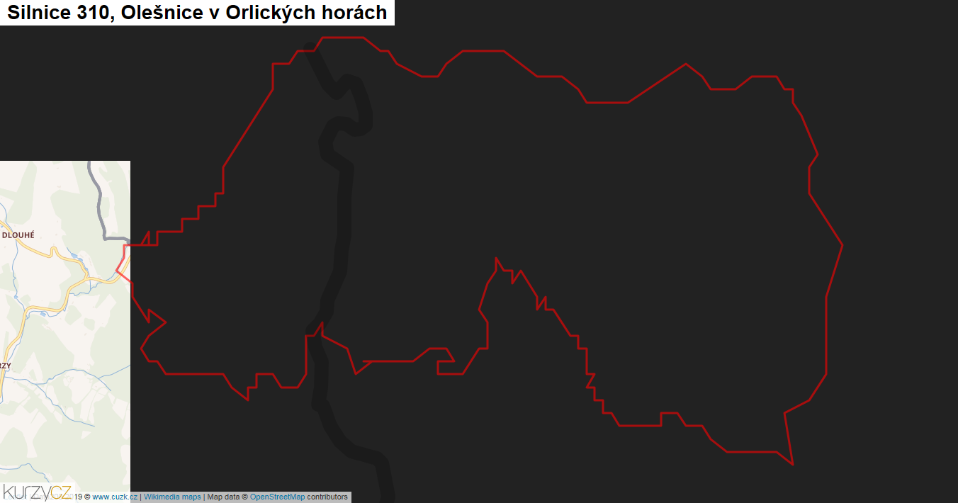 Olešnice v Orlických horách, Silnice 310 - Mapa