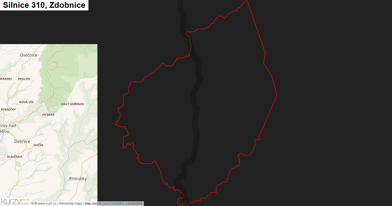 Zdobnice, Silnice 310 - Mapa