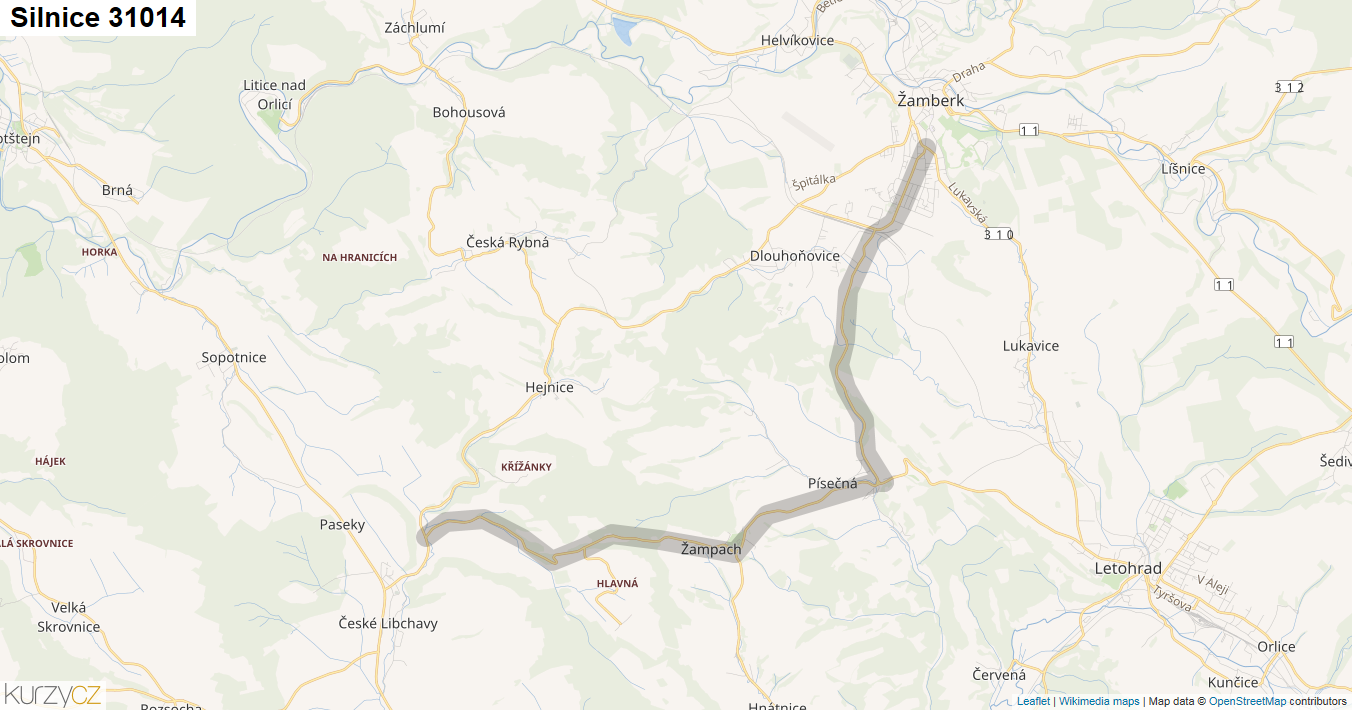 Silnice 31014 - mapa Silnice 31014