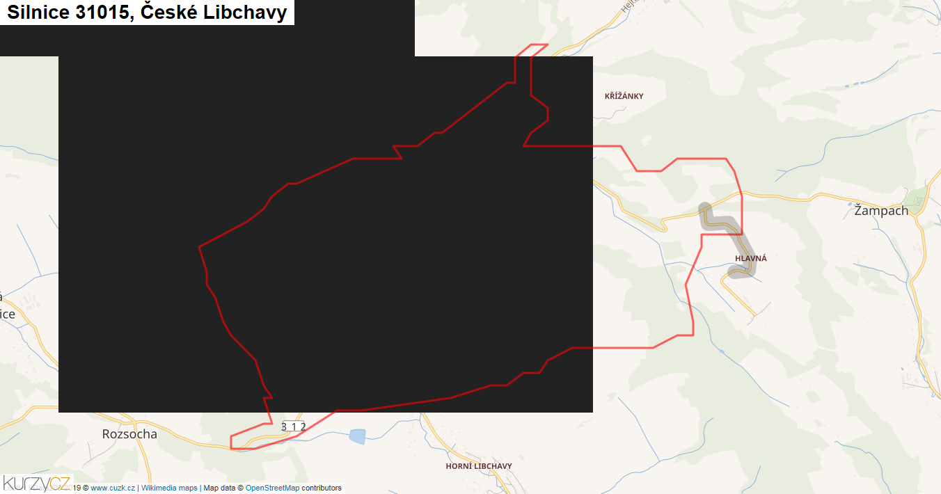 České Libchavy, Silnice 31015 - Mapa