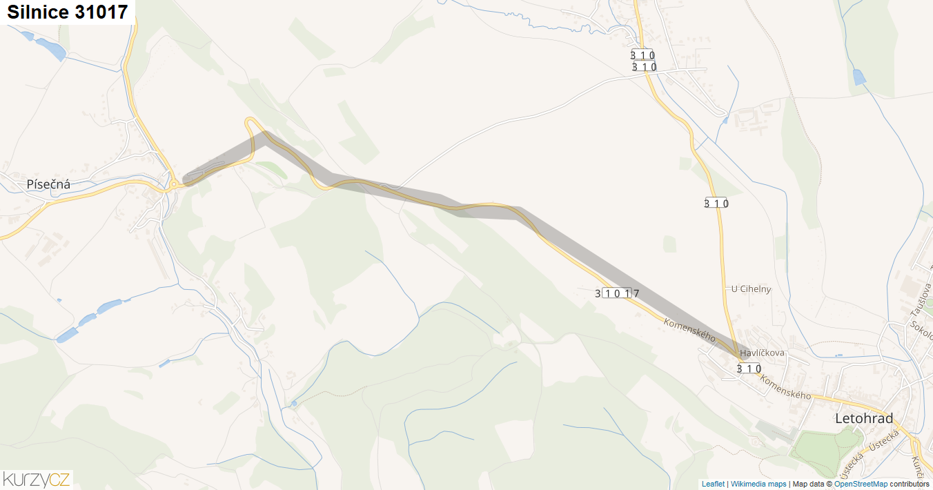 Silnice 31017 - mapa Silnice 31017