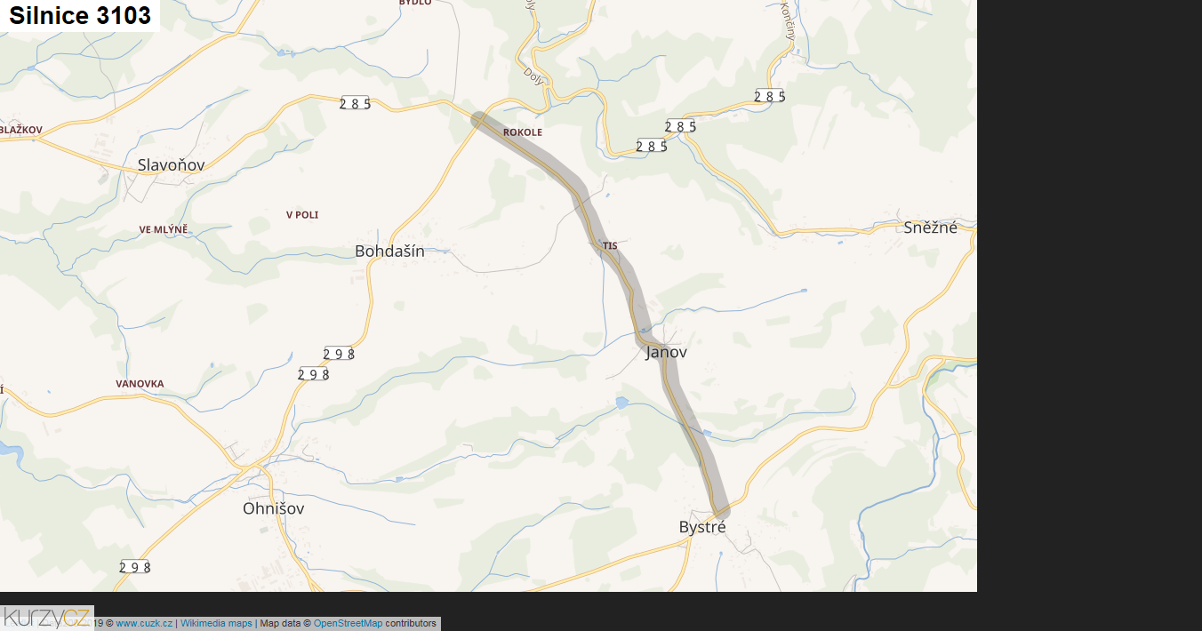Silnice 3103 - mapa Silnice 3103