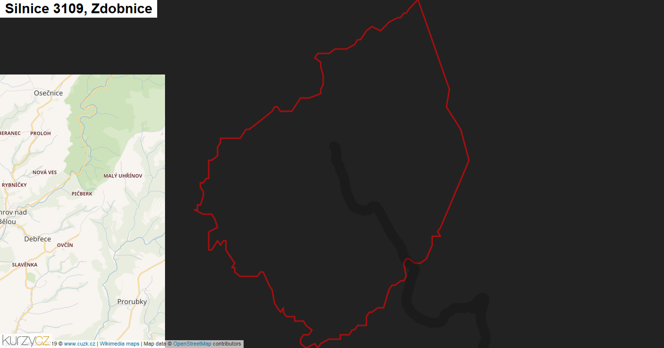 Zdobnice, Silnice 3109 - Mapa