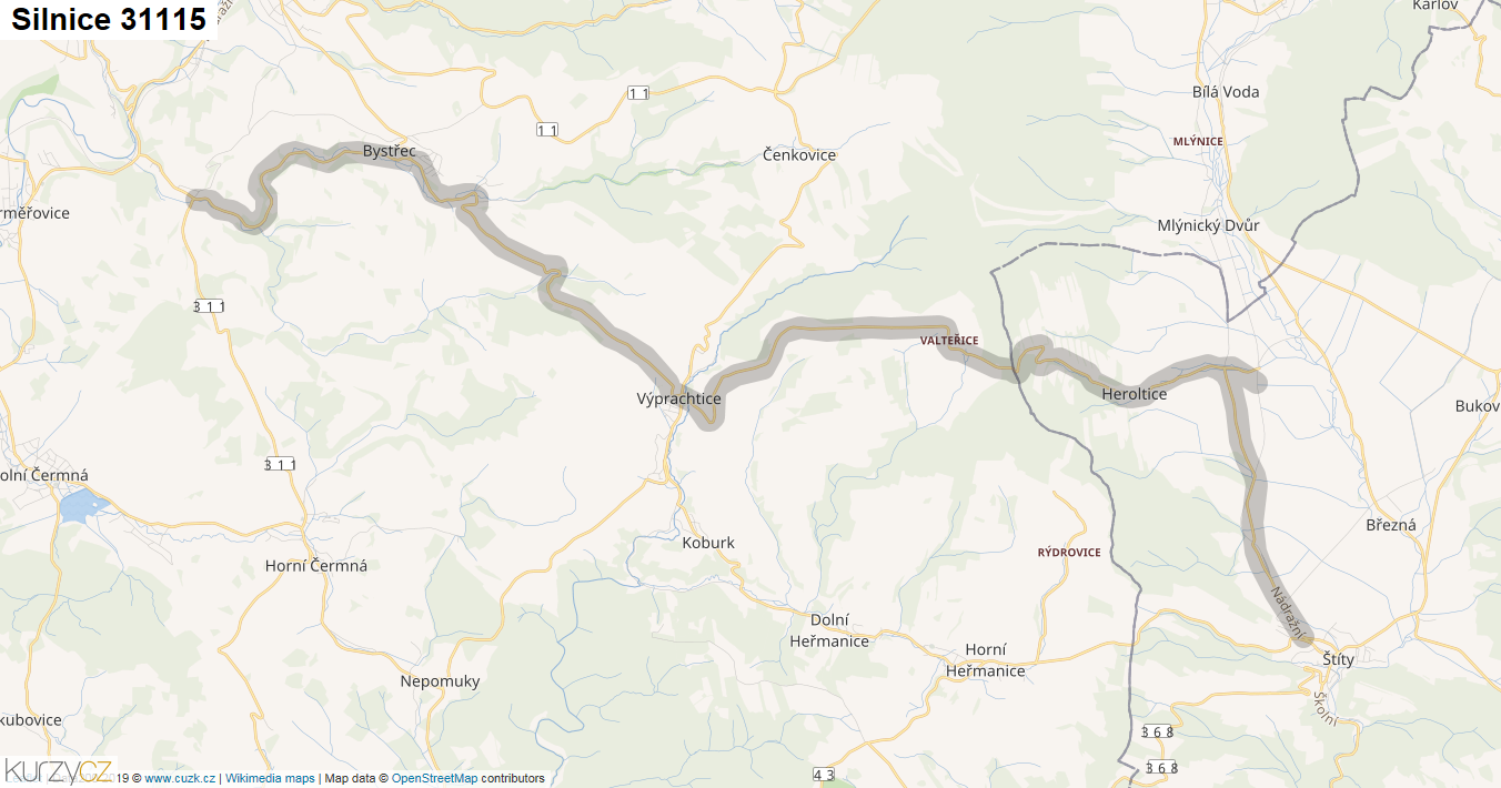 Silnice 31115 - mapa Silnice 31115