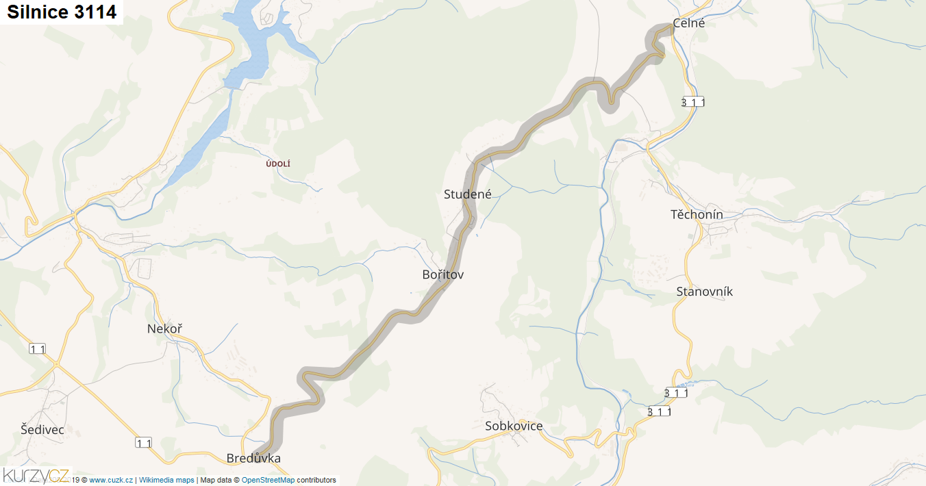 Silnice 3114 - mapa Silnice 3114