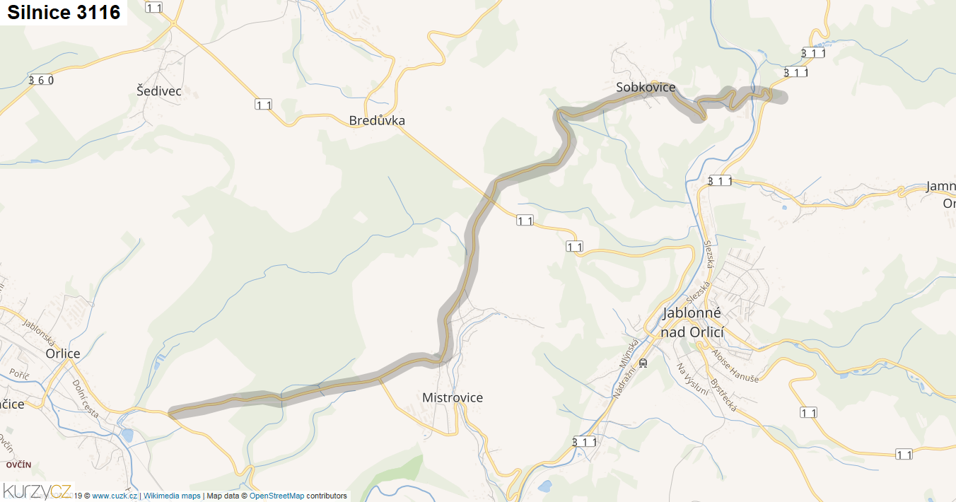 Silnice 3116 - mapa Silnice 3116