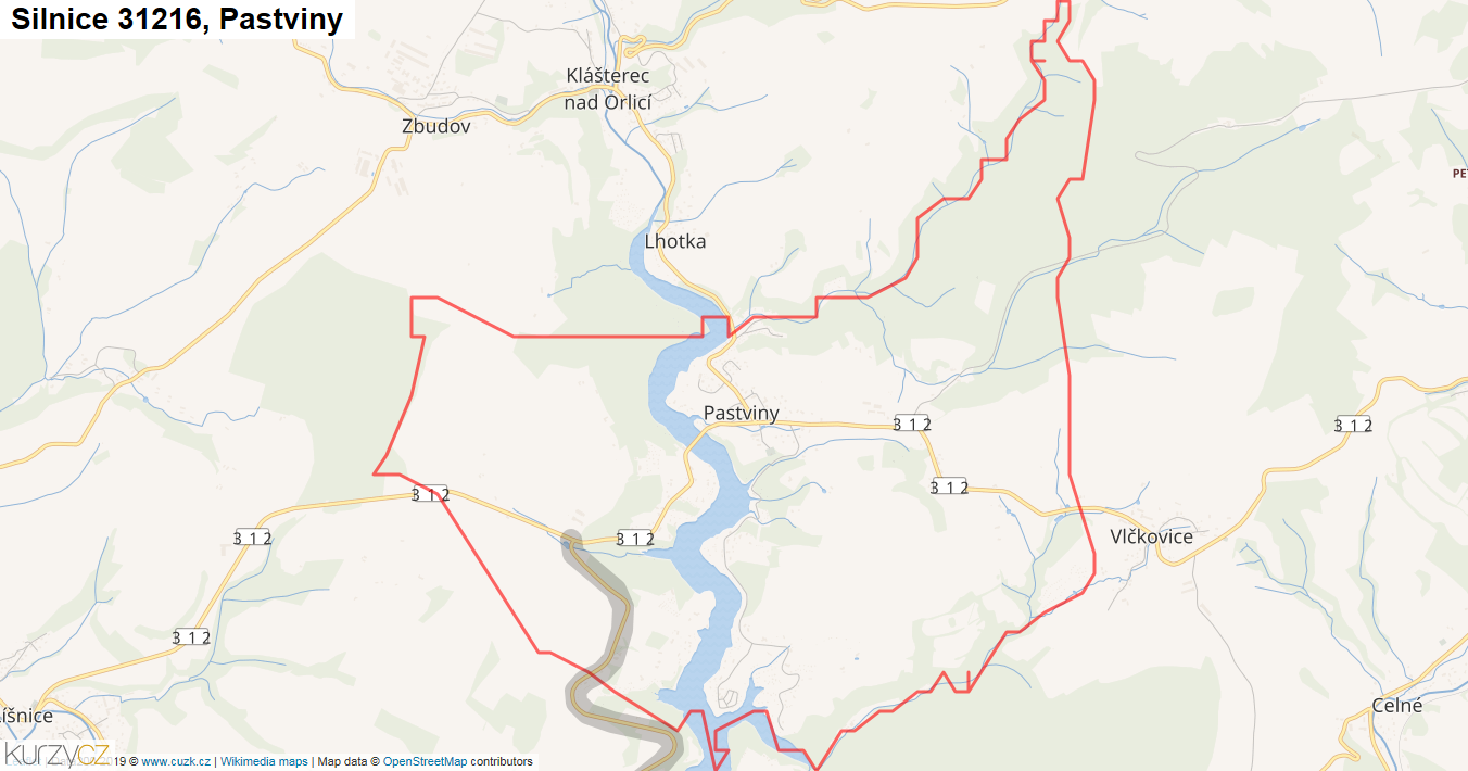 Pastviny, Silnice 31216 - Mapa