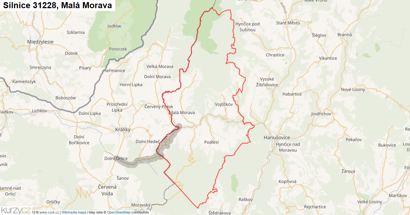 Malá Morava, Silnice 31228 - Mapa