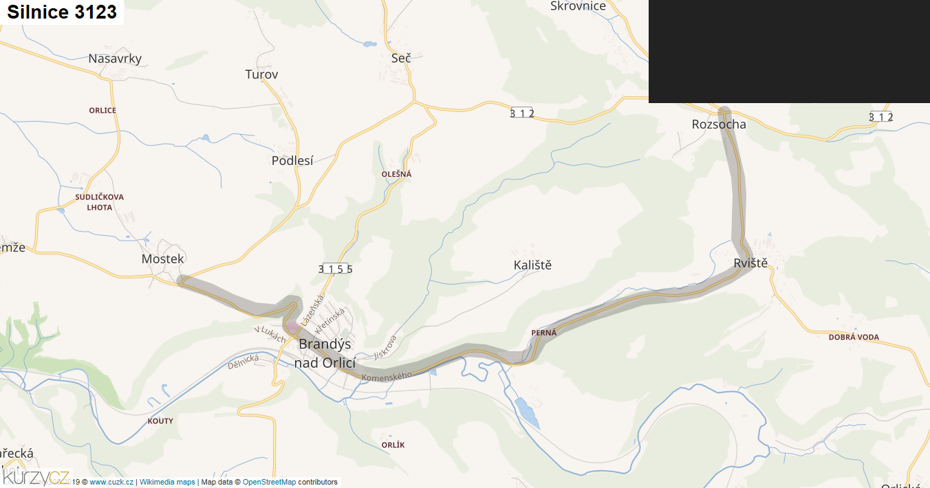 Silnice 3123 - mapa Silnice 3123