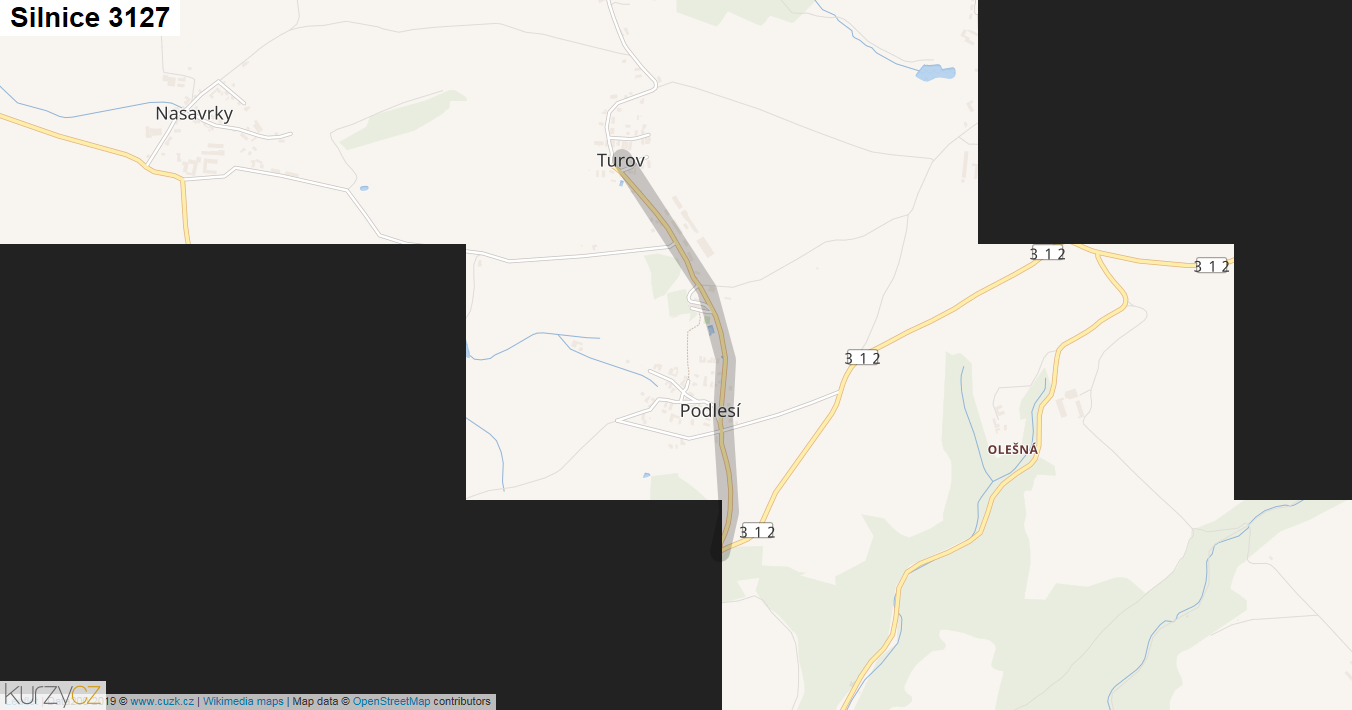 Silnice 3127 - mapa Silnice 3127