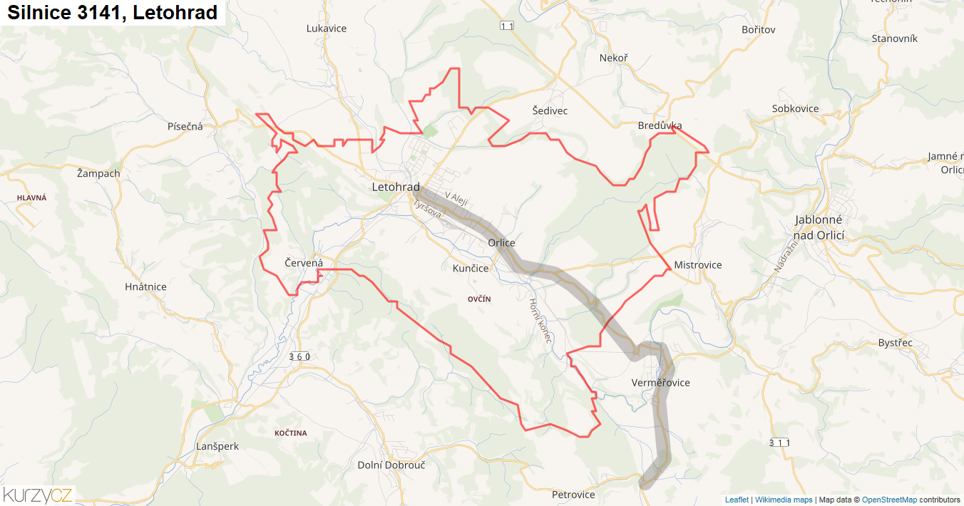 Letohrad, Silnice 3141 - Mapa