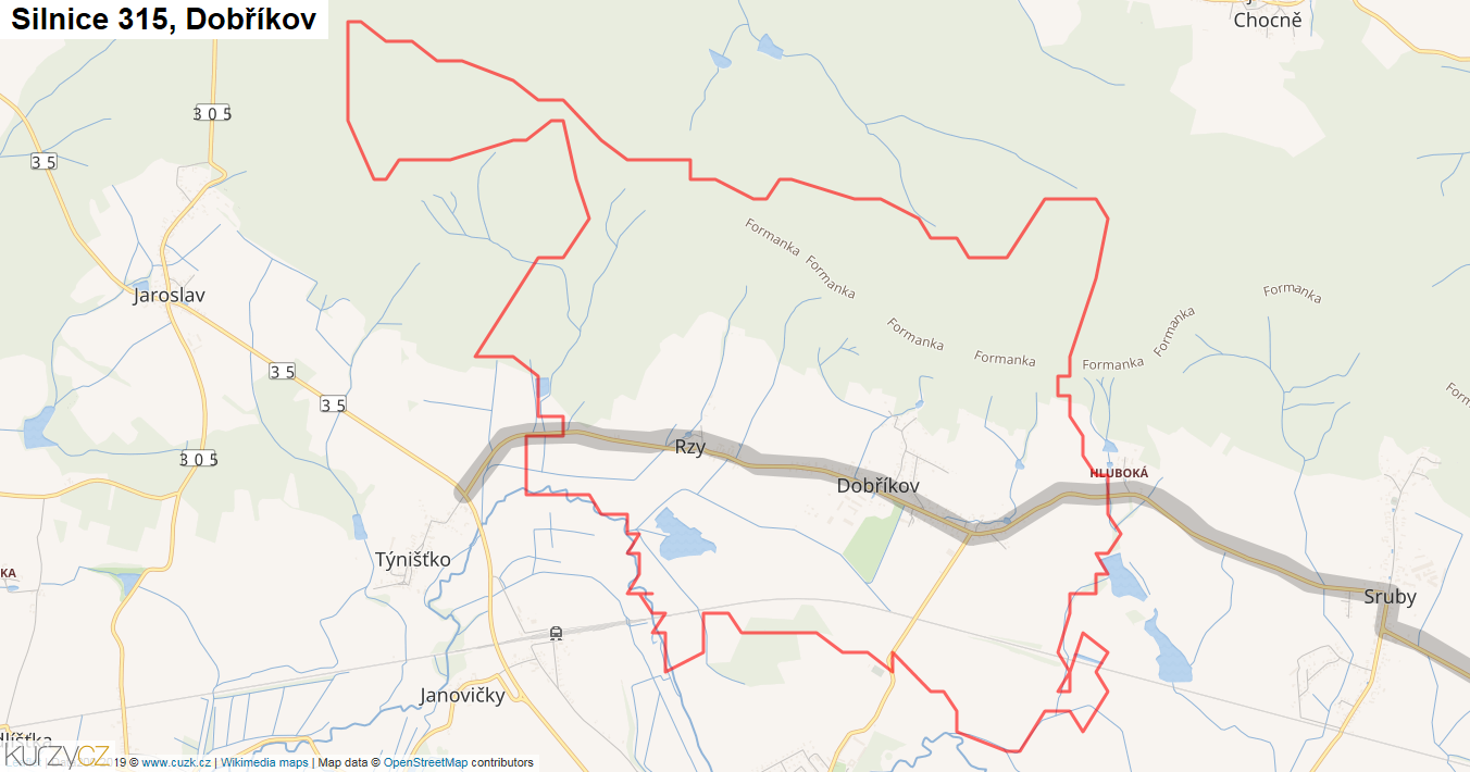 Dobříkov, Silnice 315 - Mapa