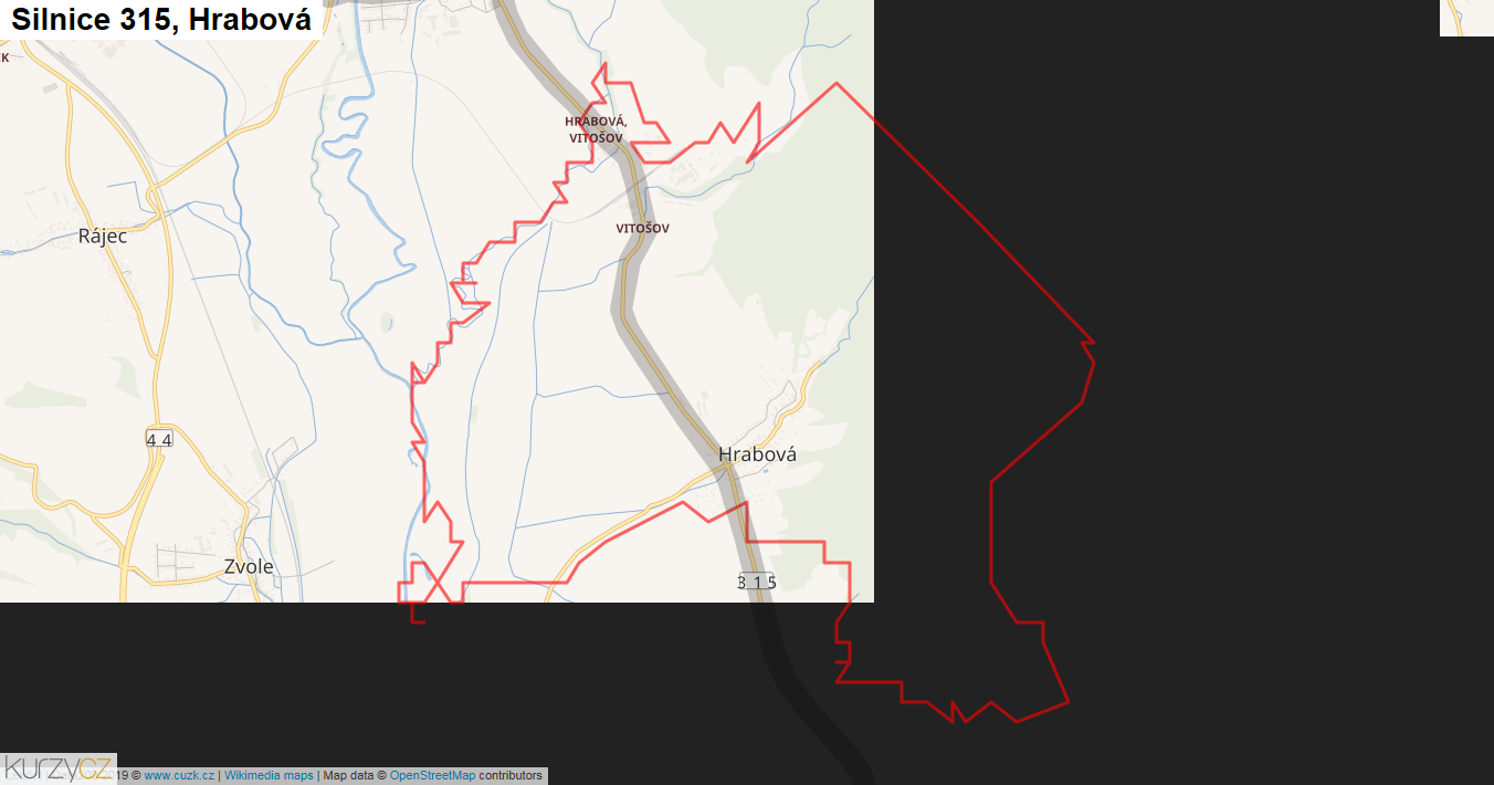 Hrabová, Silnice 315 - Mapa