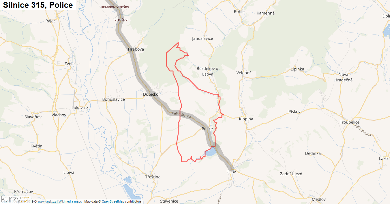 Police, Silnice 315 - Mapa
