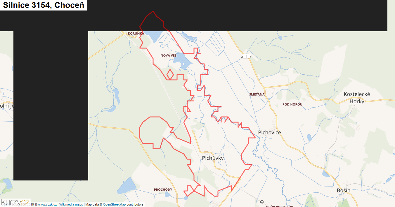 Choceň, Silnice 3154 - Mapa