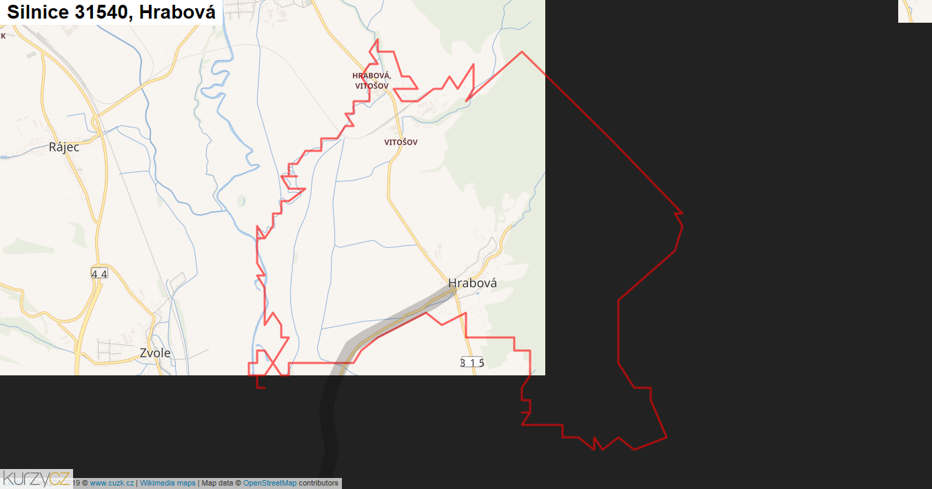 Hrabová, Silnice 31540 - Mapa
