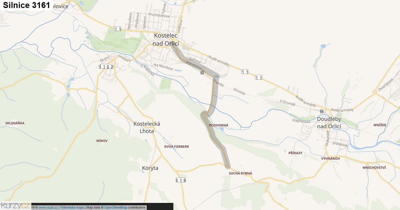 Silnice 3161 - mapa Silnice 3161