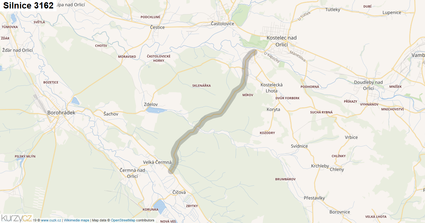 Silnice 3162 - mapa Silnice 3162