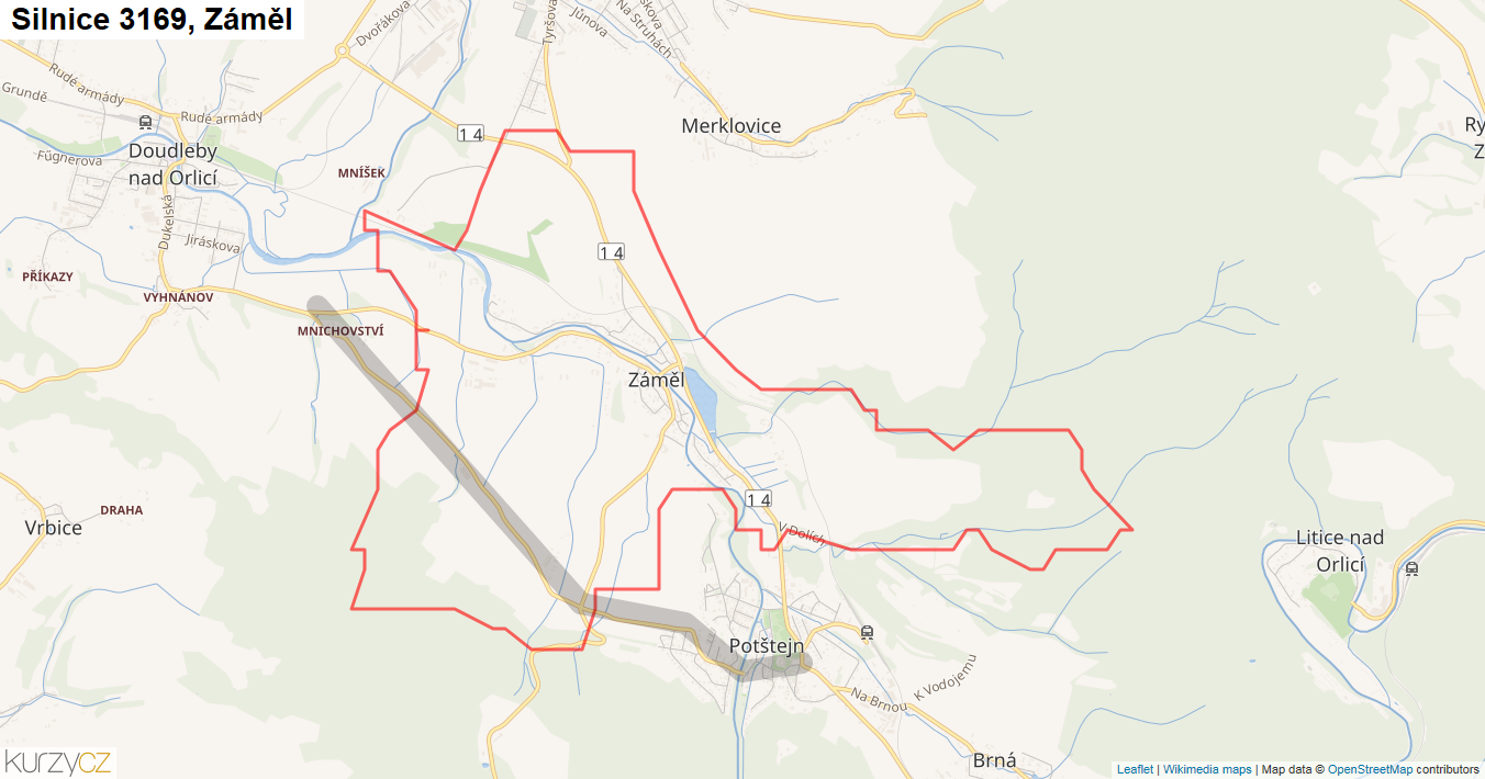 Záměl, Silnice 3169 - Mapa