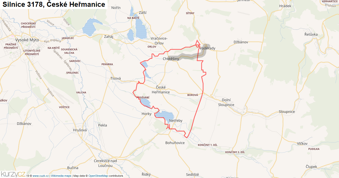 České Heřmanice, Silnice 3178 - Mapa