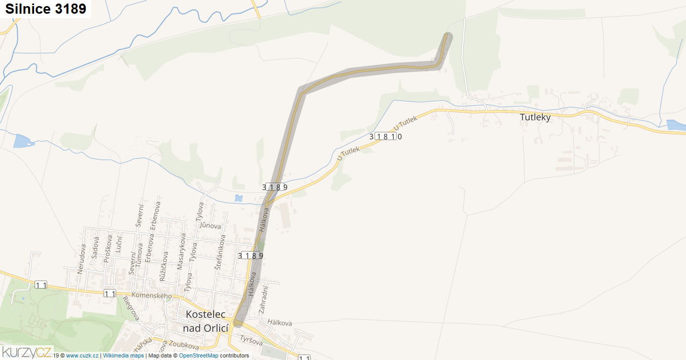 Silnice 3189 - mapa Silnice 3189