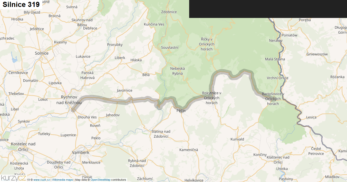 Silnice 319 - mapa Silnice 319