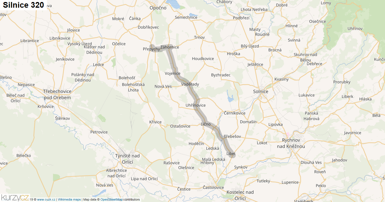 Silnice 320 - mapa Silnice 320