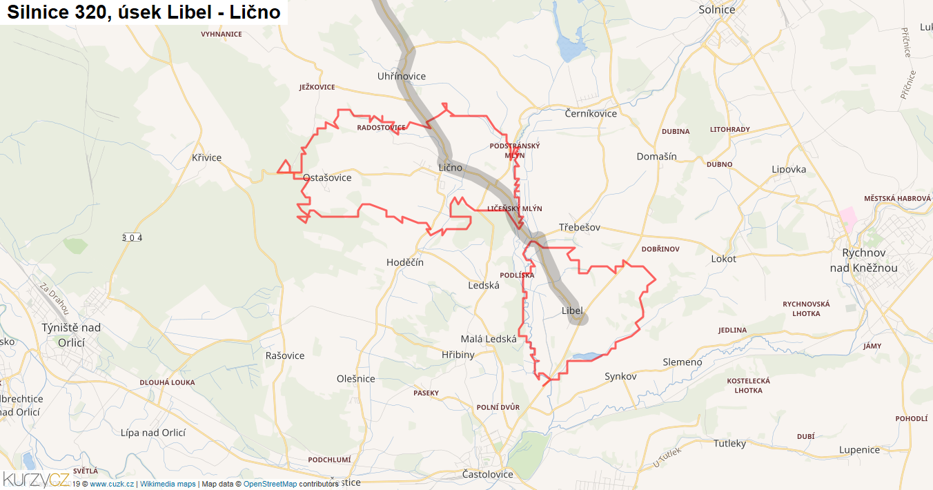 Úsek Libel - Lično, Silnice 320 - Mapa