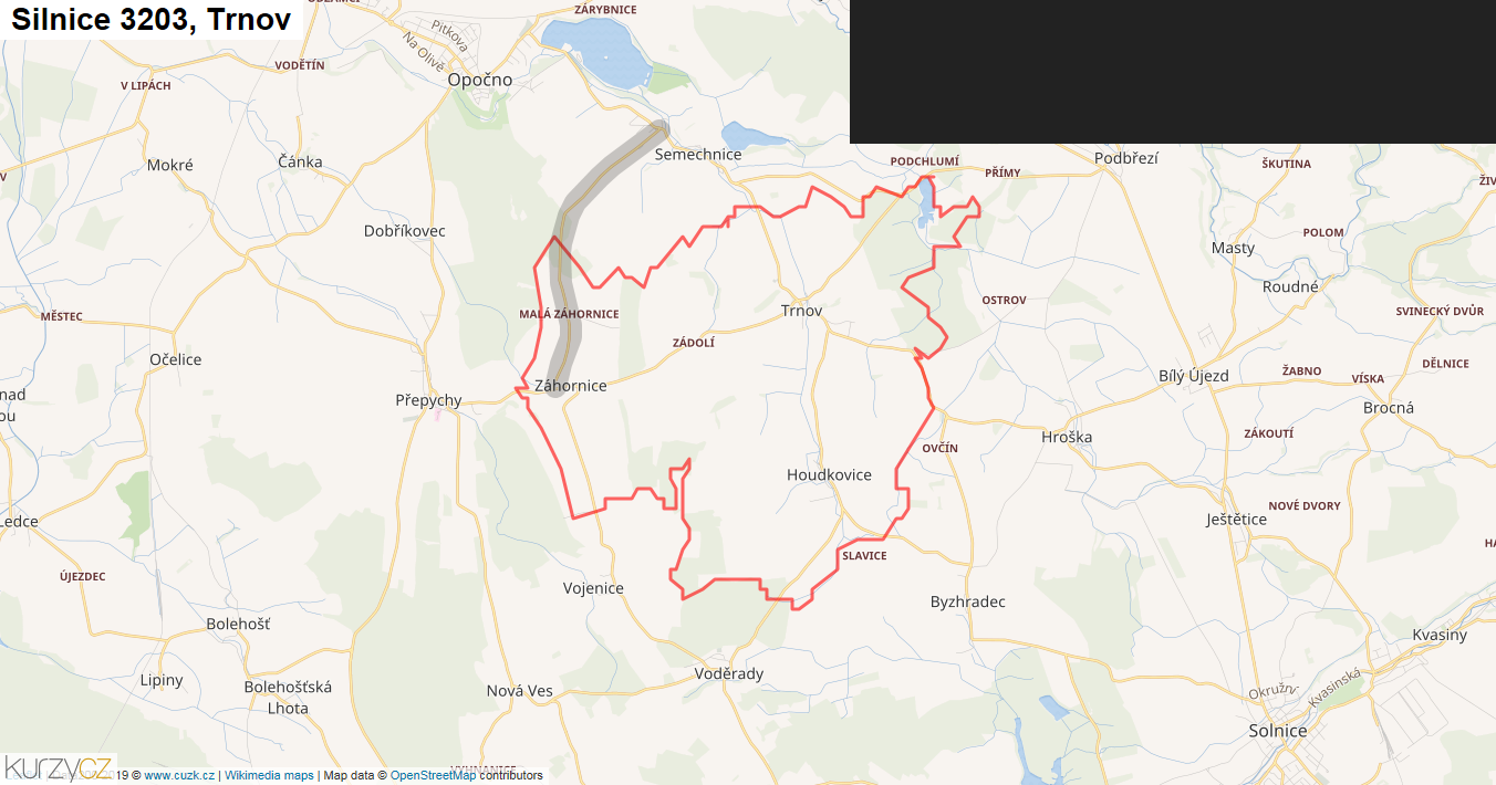 Trnov, Silnice 3203 - Mapa