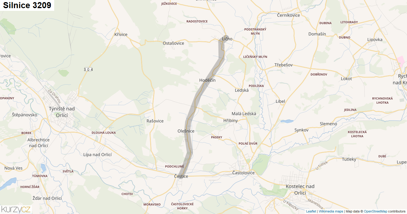 Silnice 3209 - mapa Silnice 3209
