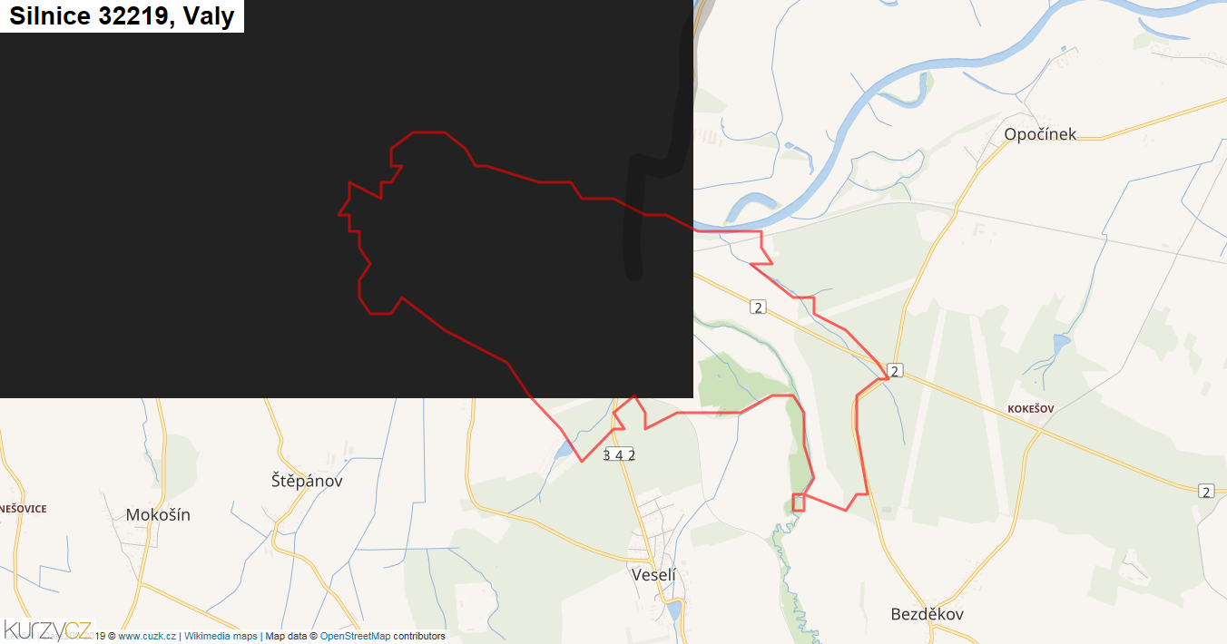 Valy, Silnice 32219 - Mapa