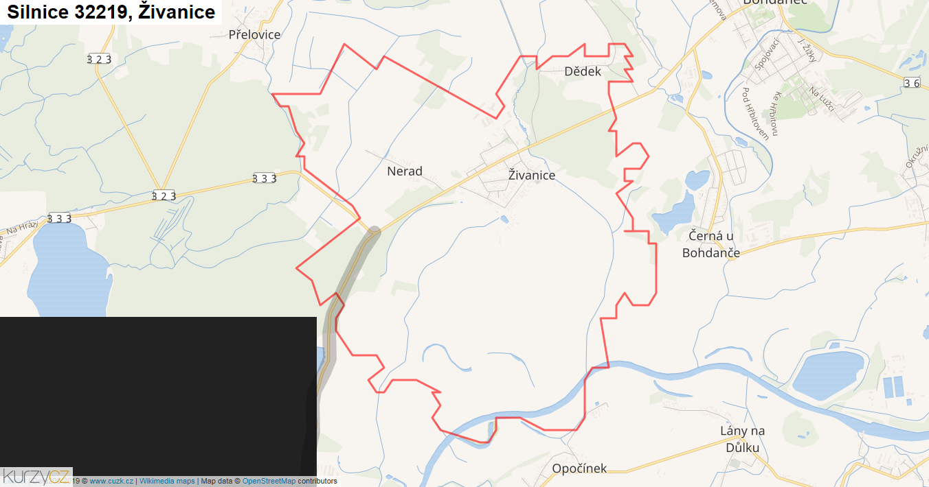 Živanice, Silnice 32219 - Mapa