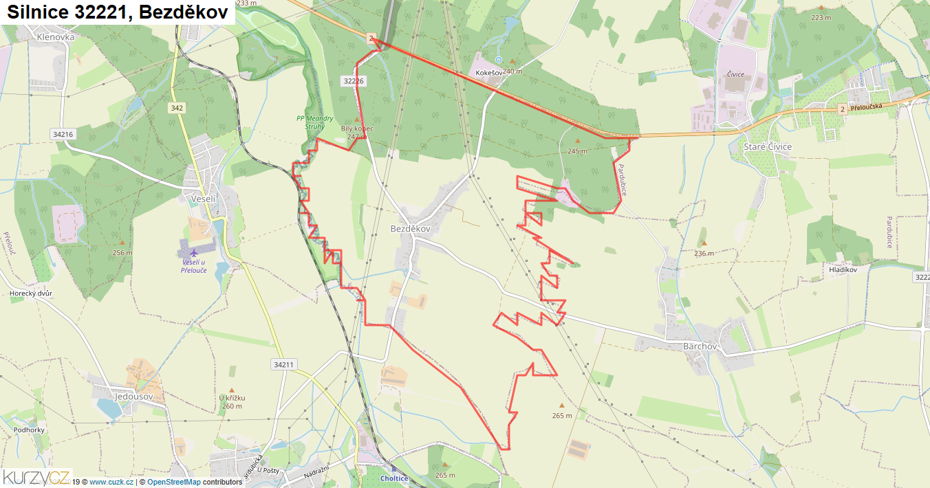 Bezděkov, Silnice 32221 - Mapa