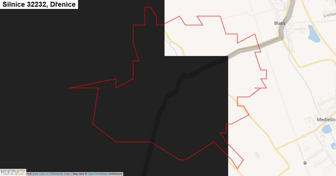Dřenice, Silnice 32232 - Mapa