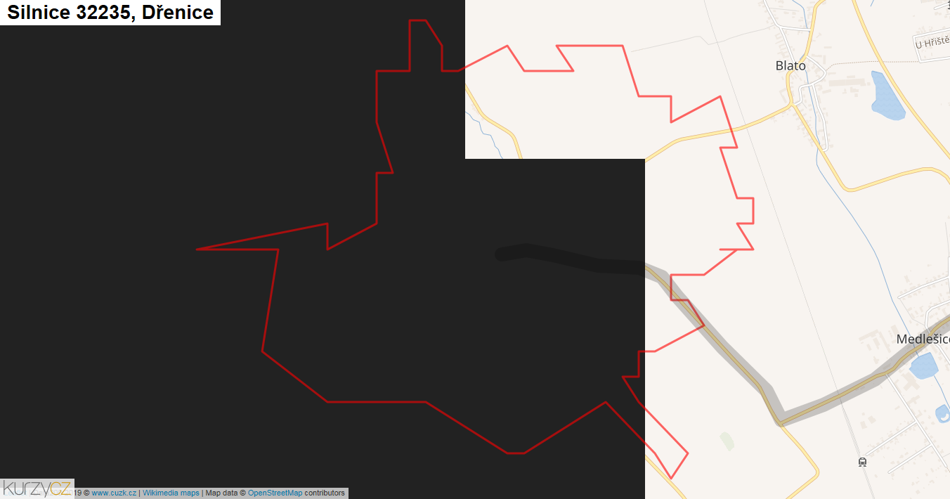 Dřenice, Silnice 32235 - Mapa
