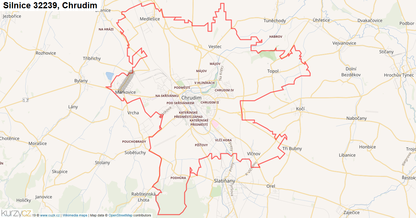 Chrudim, Silnice 32239 - Mapa
