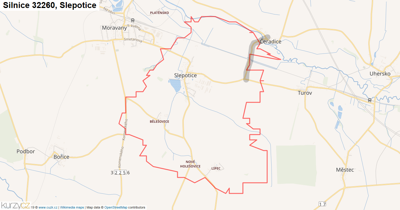 Slepotice, Silnice 32260 - Mapa