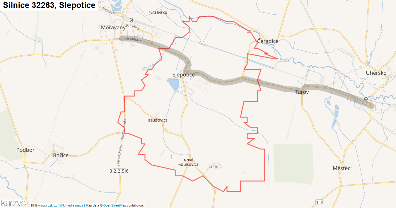Slepotice, Silnice 32263 - Mapa