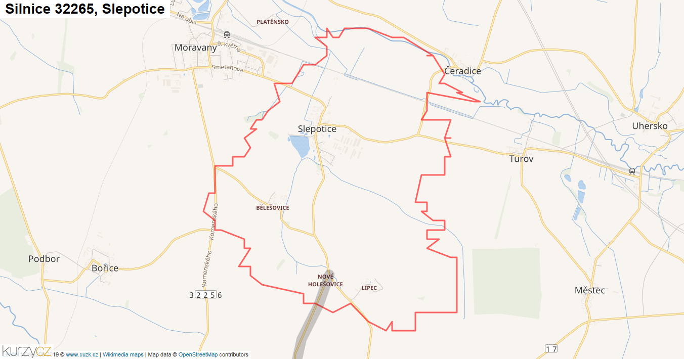 Slepotice, Silnice 32265 - Mapa