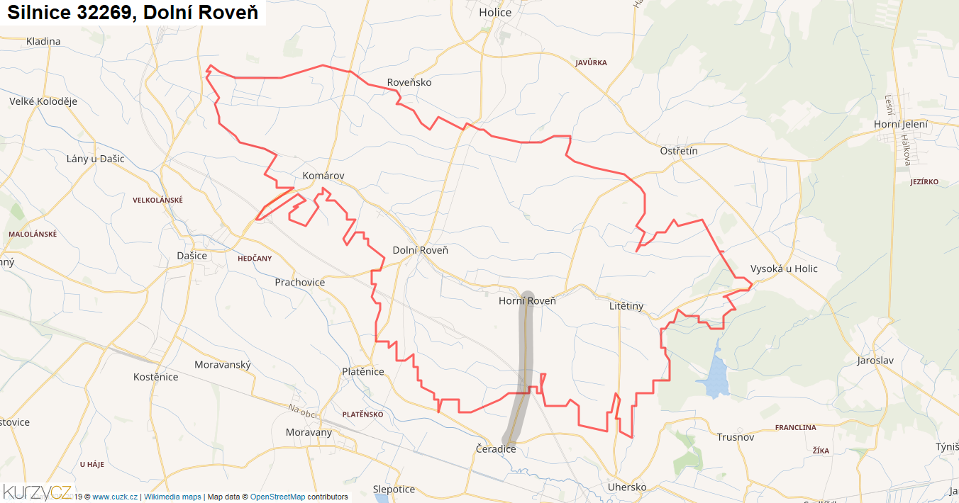 Dolní Roveň, Silnice 32269 - Mapa