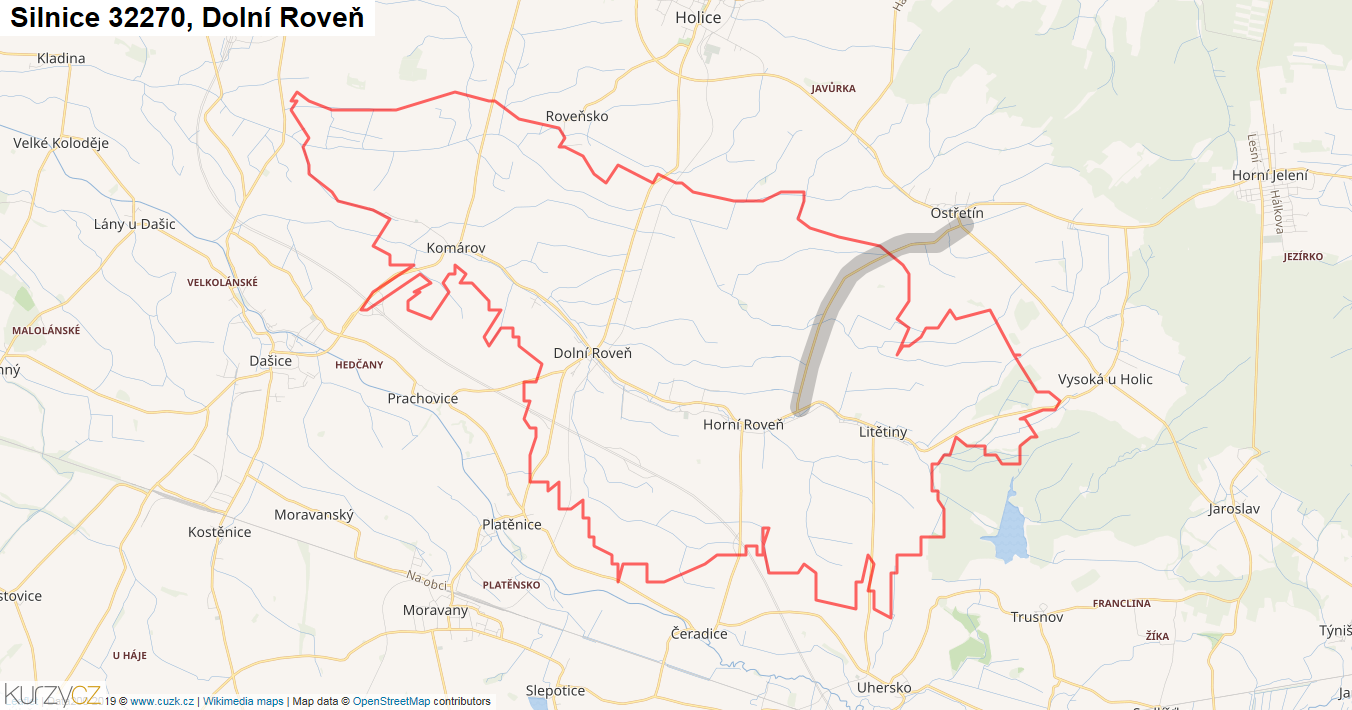 Dolní Roveň, Silnice 32270 - Mapa