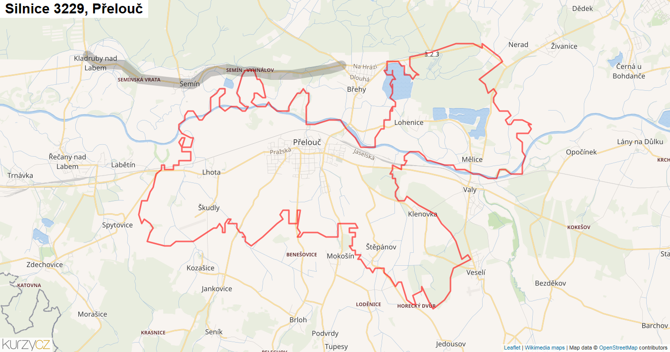 Přelouč, Silnice 3229 - Mapa