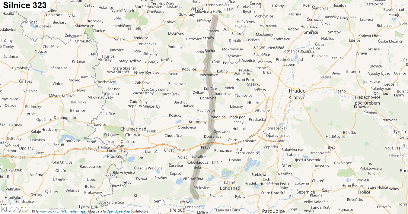 Silnice 323 - mapa Silnice 323