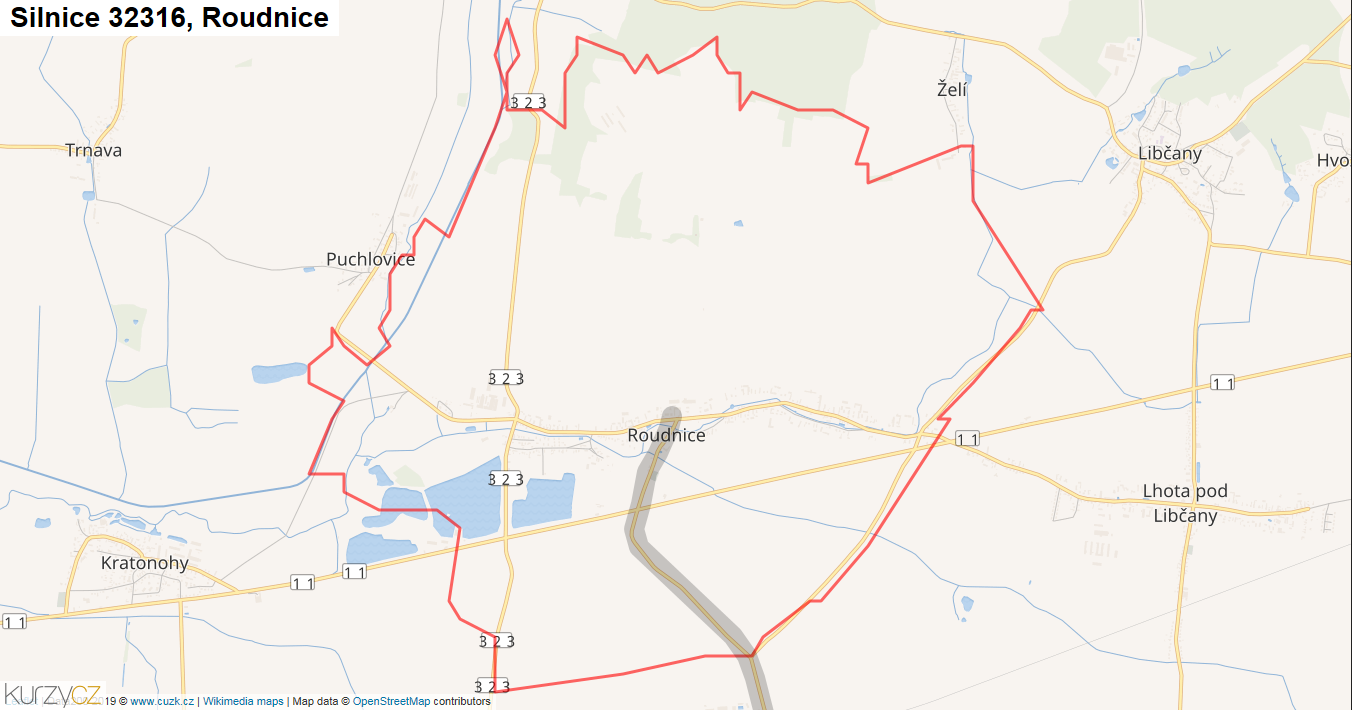 Roudnice, Silnice 32316 - Mapa